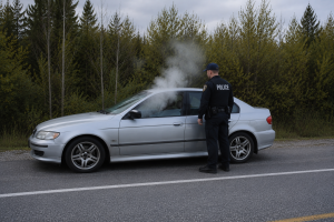 Officer-at-car-with-smoke-coming-from-drivers-window-300x200